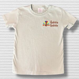 Thanksgiving Embroidered “Gobble Gobble” Turkey Shirt Sage Green Size 6